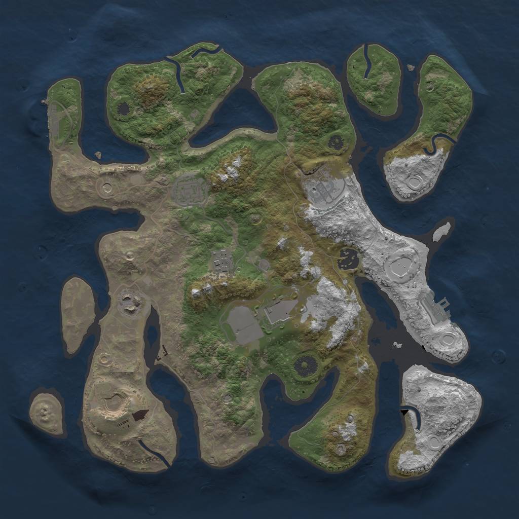 Rust Map: Procedural Map, Size: 3550, Seed: 23076, 15 Monuments