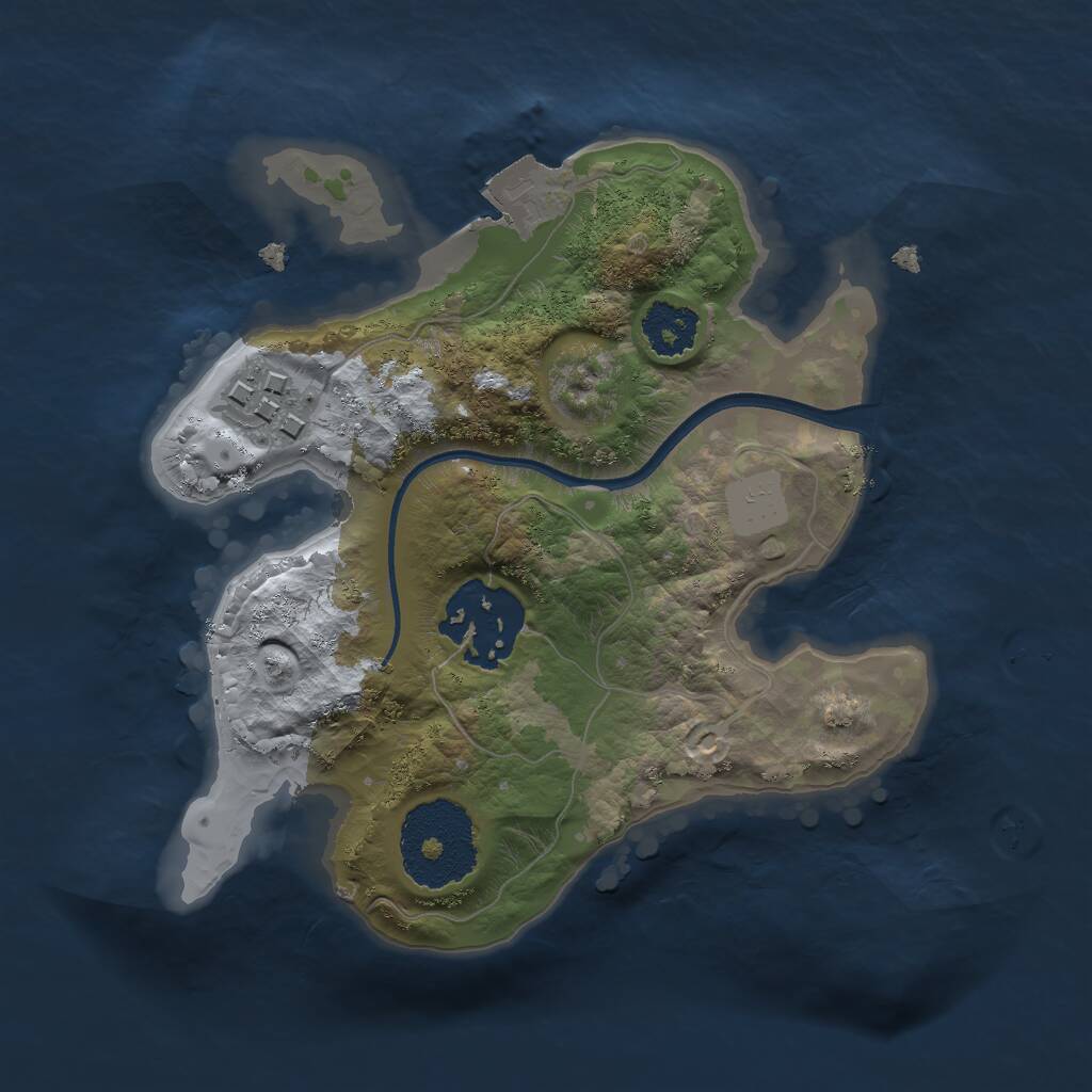 Rust Map: Procedural Map, Size: 2000, Seed: 3424, 3 Monuments