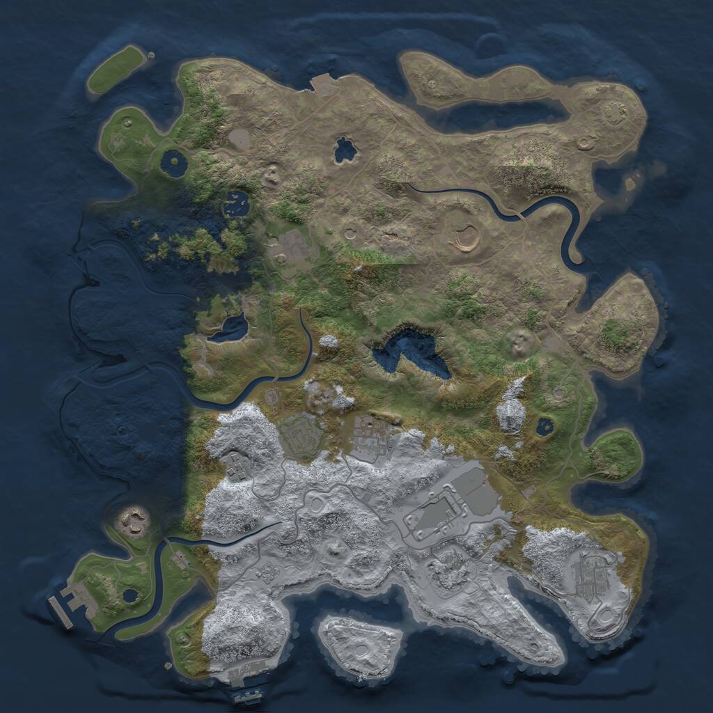 Rust Map: Procedural Map, Size: 4000, Seed: 243475349, 16 Monuments