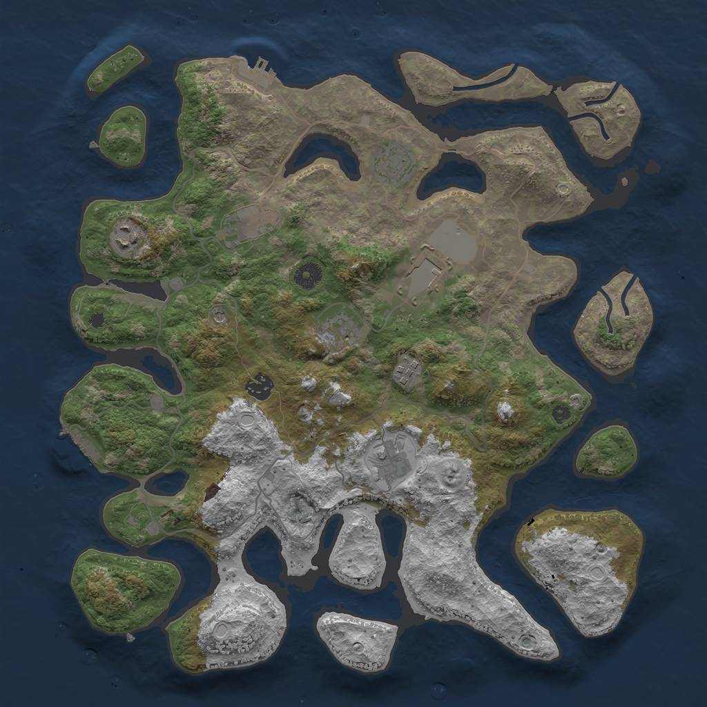 Rust Map: Procedural Map, Size: 4000, Seed: 243475349, 16 Monuments