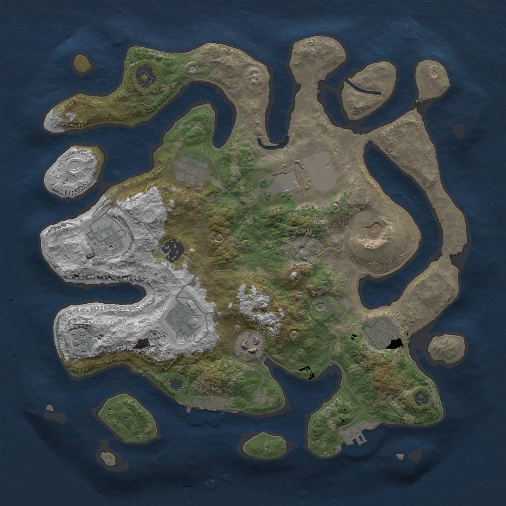 Rust Map: Procedural Map, Size: 3500, Seed: 1344, 17 Monuments