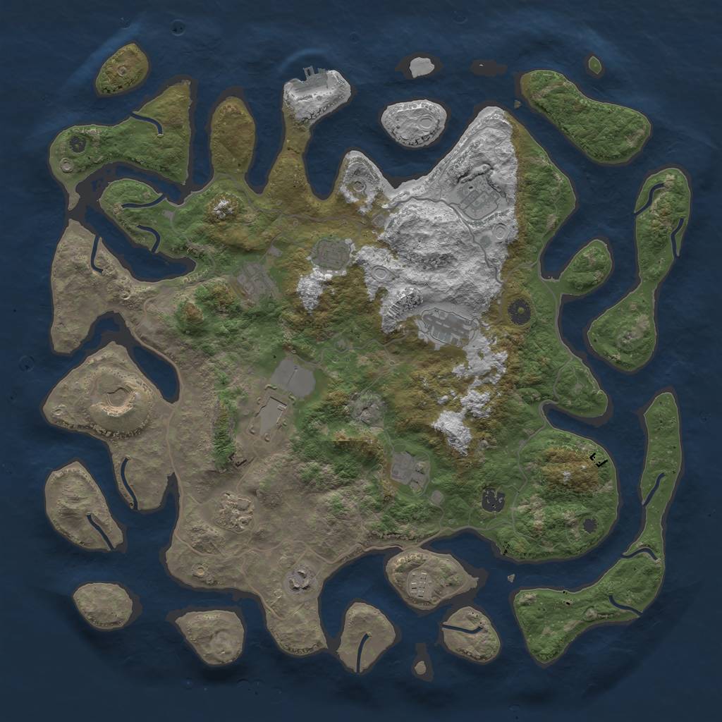 Rust Map: Procedural Map, Size: 4500, Seed: 13929, 18 Monuments