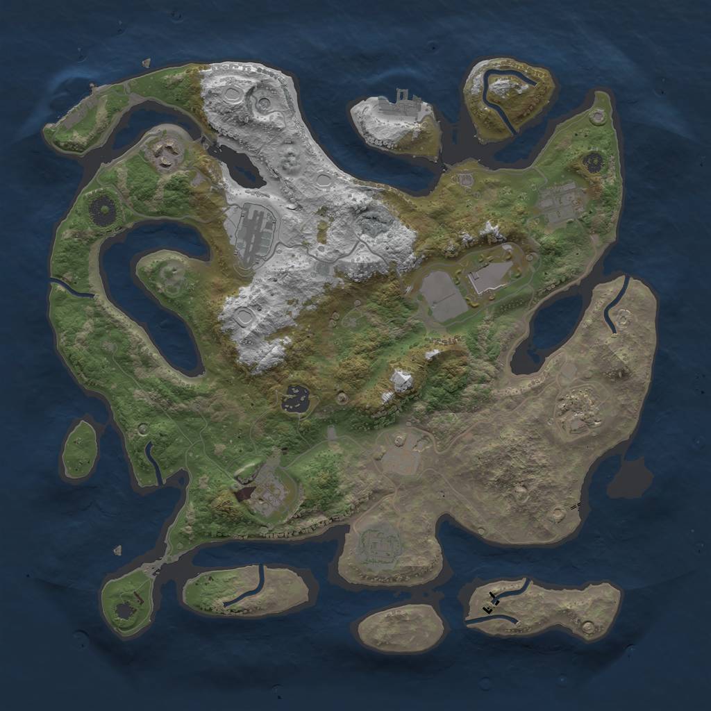 Rust Map: Procedural Map, Size: 3700, Seed: 41762326, 17 Monuments