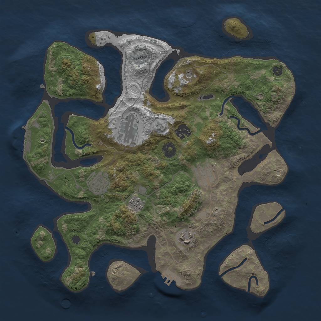 Rust Map: Procedural Map, Size: 3300, Seed: 123456789, 14 Monuments