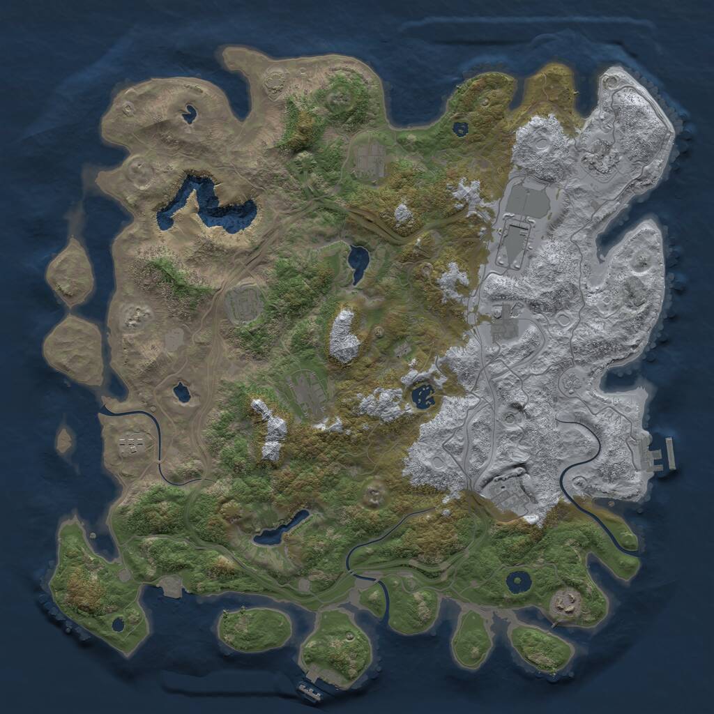 Rust Map: Procedural Map, Size: 4500, Seed: 155119307, 16 Monuments