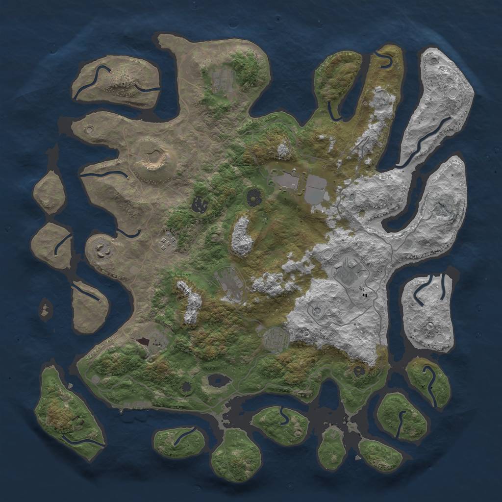 Rust Map: Procedural Map, Size: 4500, Seed: 155119307, 17 Monuments