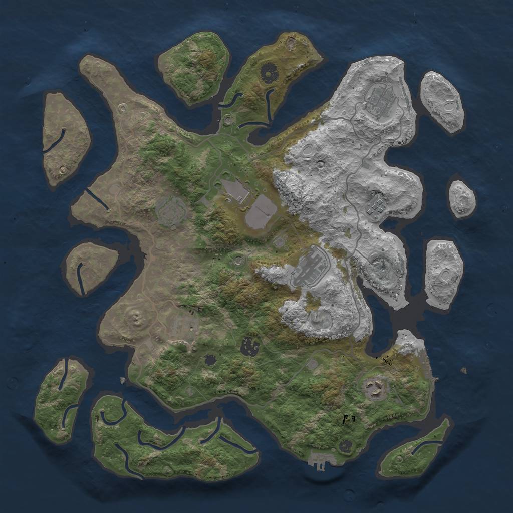 Rust Map: Procedural Map, Size: 4000, Seed: 6055541, 16 Monuments