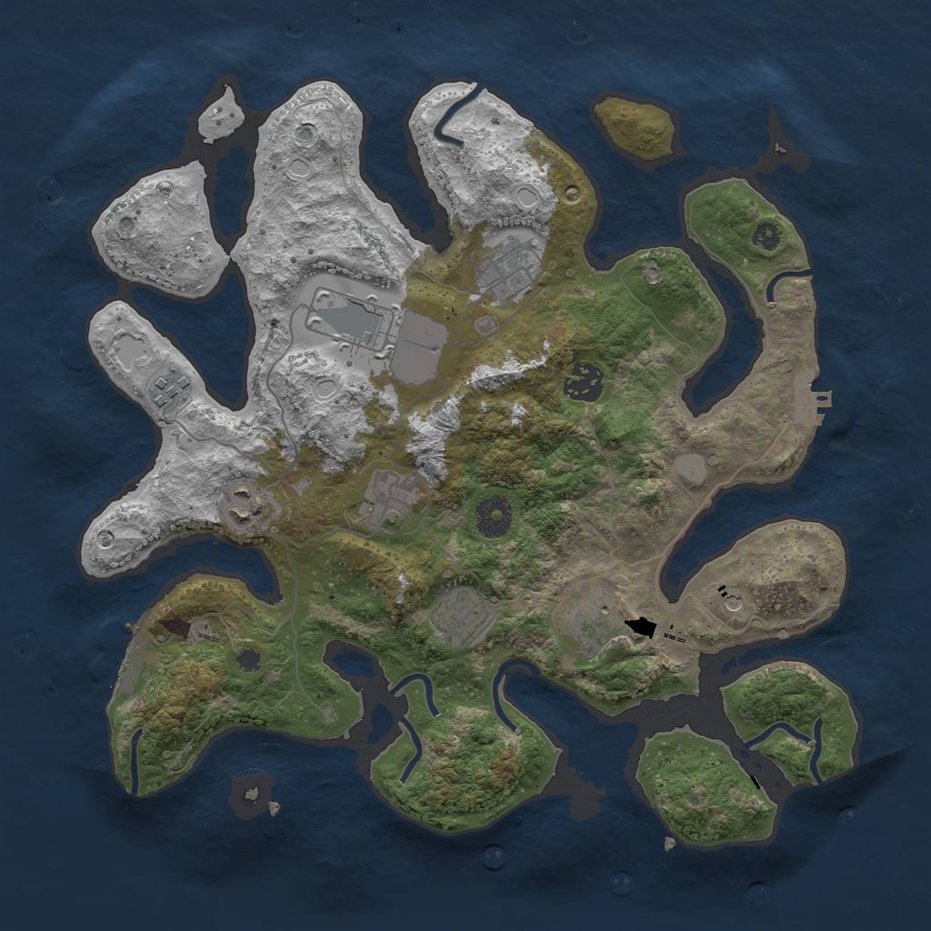 Rust Map: Procedural Map, Size: 3500, Seed: 1352118761, 16 Monuments