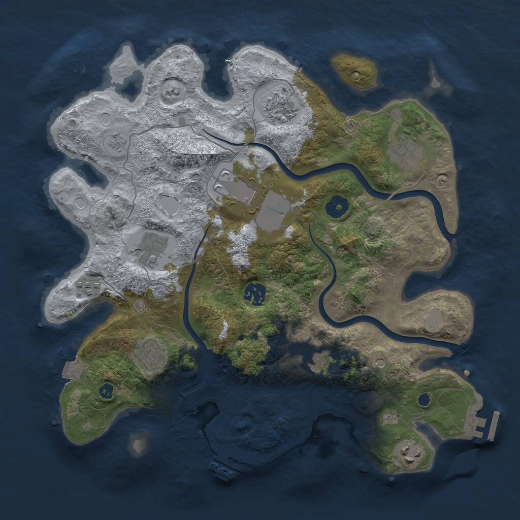 Rust Map: Procedural Map, Size: 3500, Seed: 1352118761, 15 Monuments