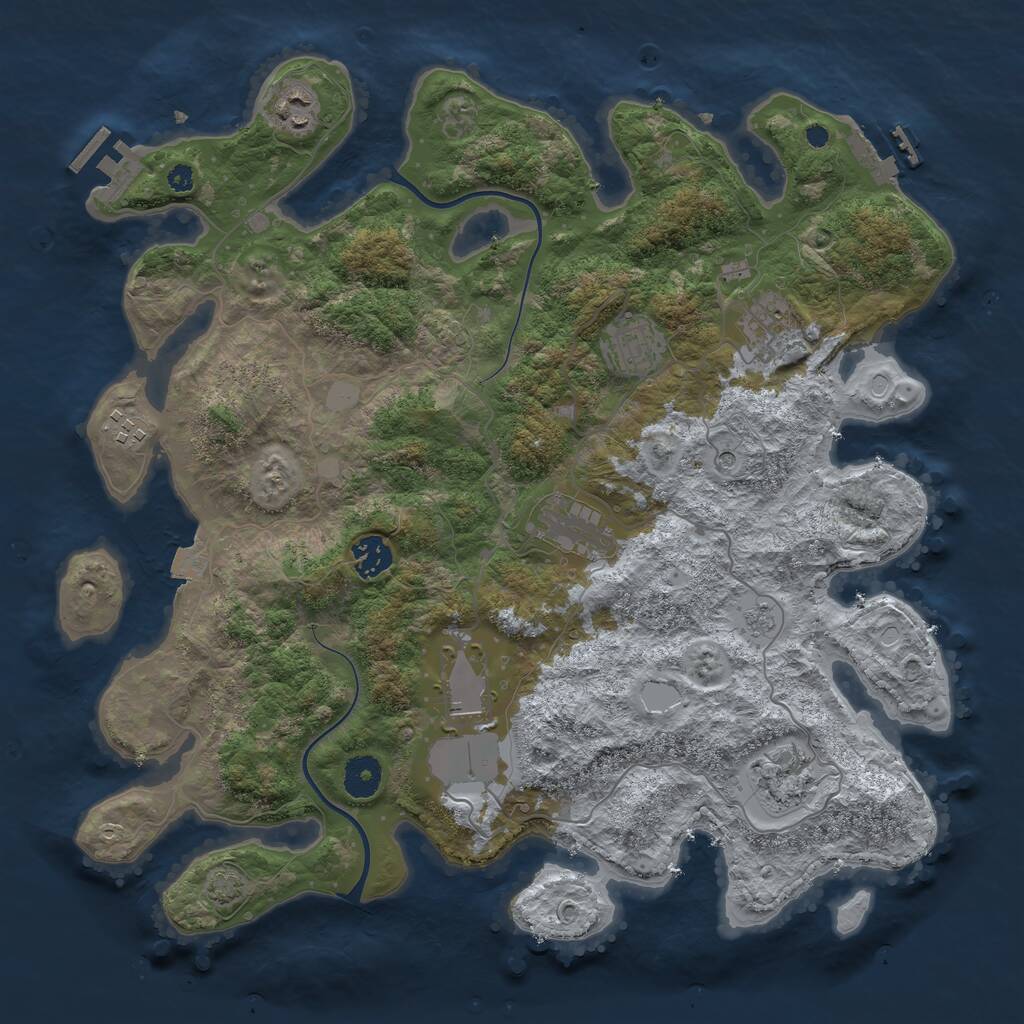 Rust Map: Procedural Map, Size: 3800, Seed: 1672787, 14 Monuments
