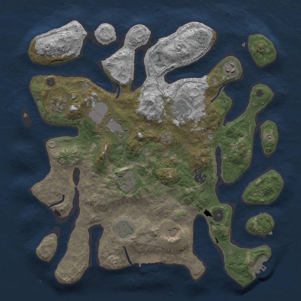Rust Map: Procedural Map, Size: 3800, Seed: 1252835344, 17 Monuments