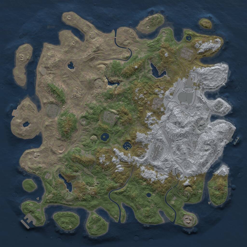 Rust Map: Procedural Map, Size: 4500, Seed: 83686, 17 Monuments