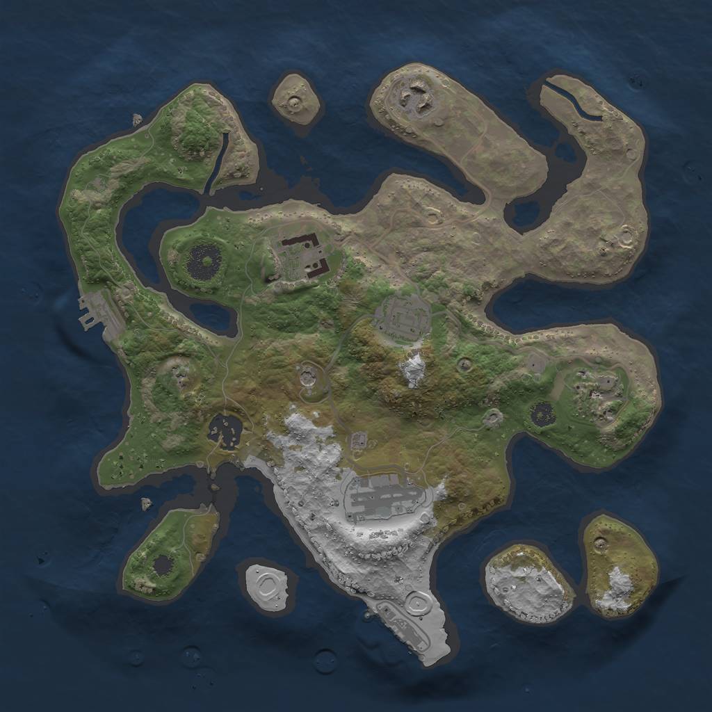 Rust Map: Procedural Map, Size: 3000, Seed: 864453941, 14 Monuments