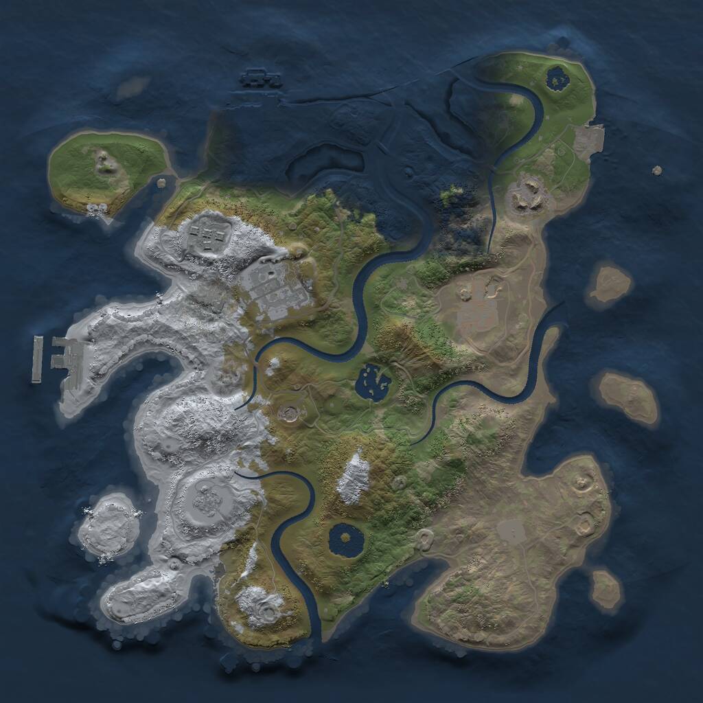 Rust Map: Procedural Map, Size: 3000, Seed: 536352, 10 Monuments