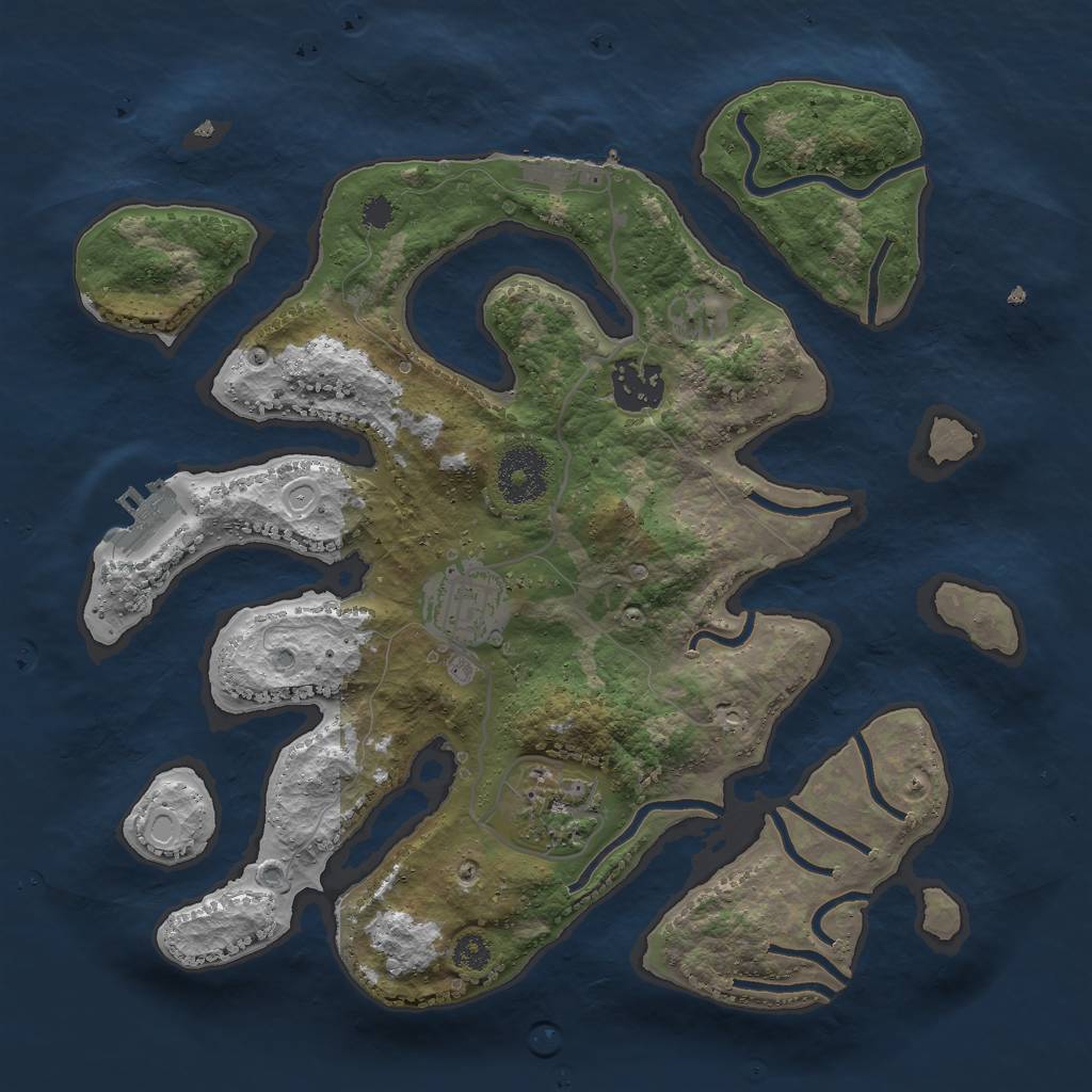 Rust Map: Procedural Map, Size: 3000, Seed: 536352, 10 Monuments