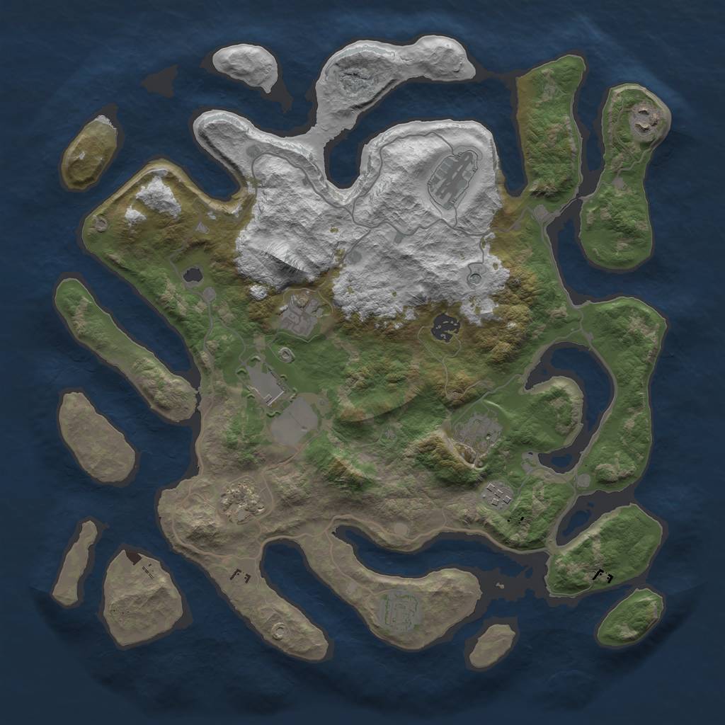 Rust Map: Barren, Size: 4000, Seed: 1477023811, 12 Monuments