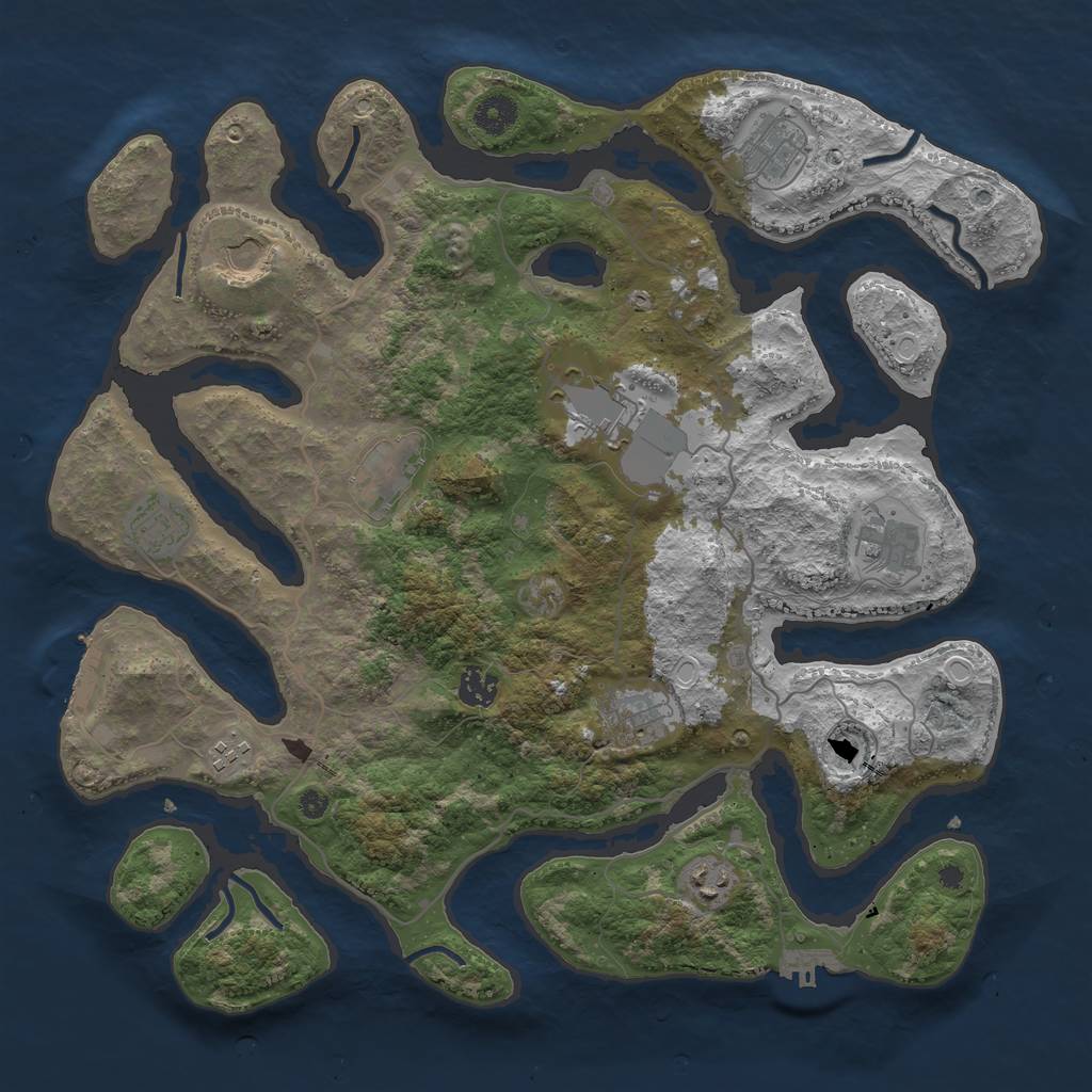 Rust Map: Procedural Map, Size: 4000, Seed: 125968374, 18 Monuments