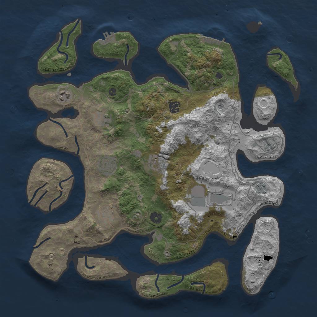 Rust Map: Procedural Map, Size: 4000, Seed: 6641, 16 Monuments