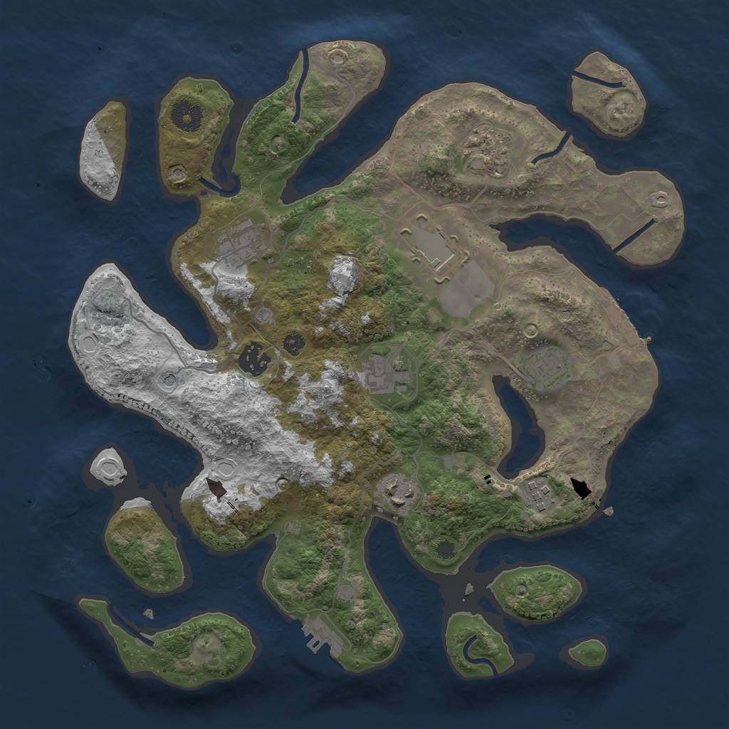 Rust Map: Procedural Map, Size: 3500, Seed: 667766, 16 Monuments