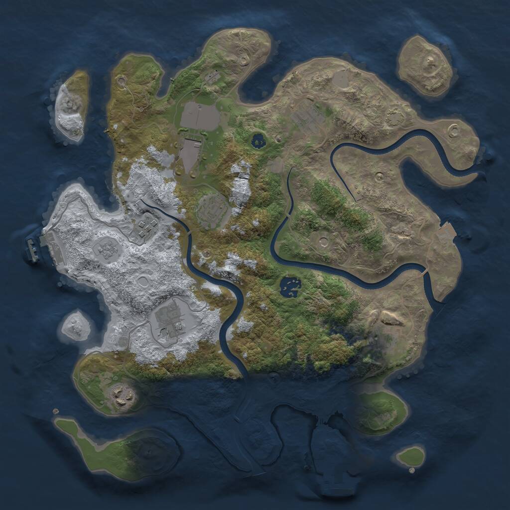 Rust Map: Procedural Map, Size: 3500, Seed: 667766, 14 Monuments