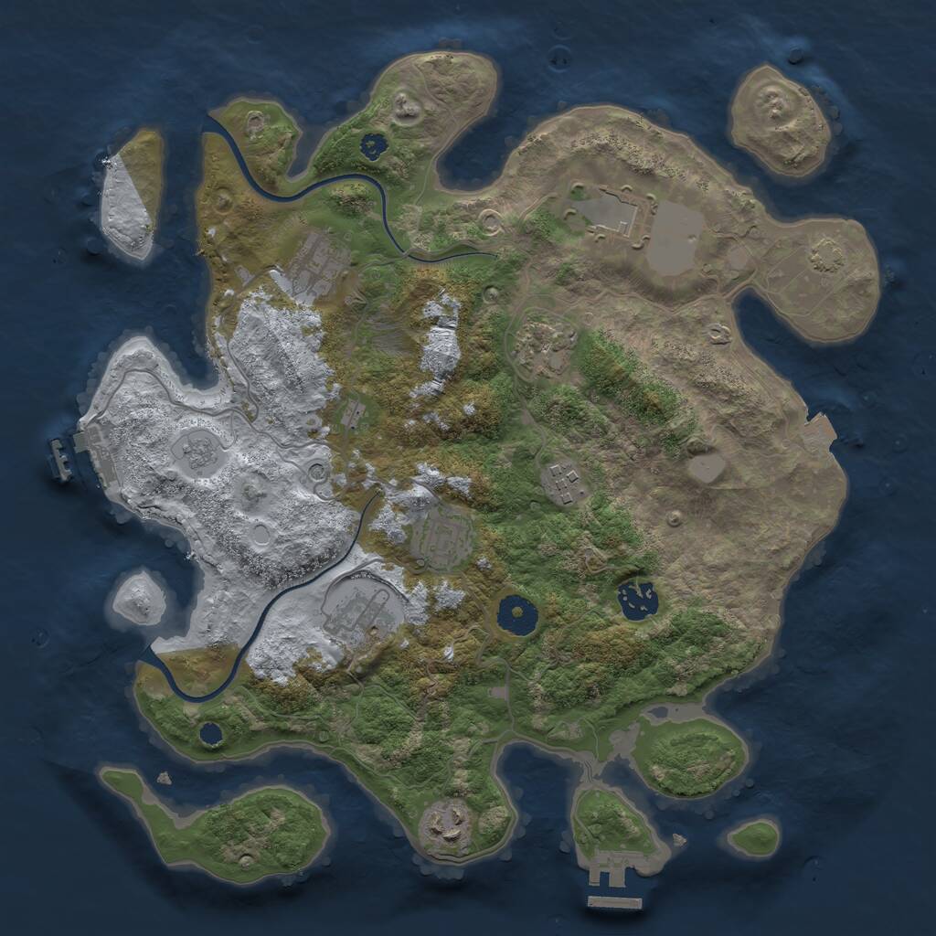 Rust Map: Procedural Map, Size: 3500, Seed: 667766, 14 Monuments