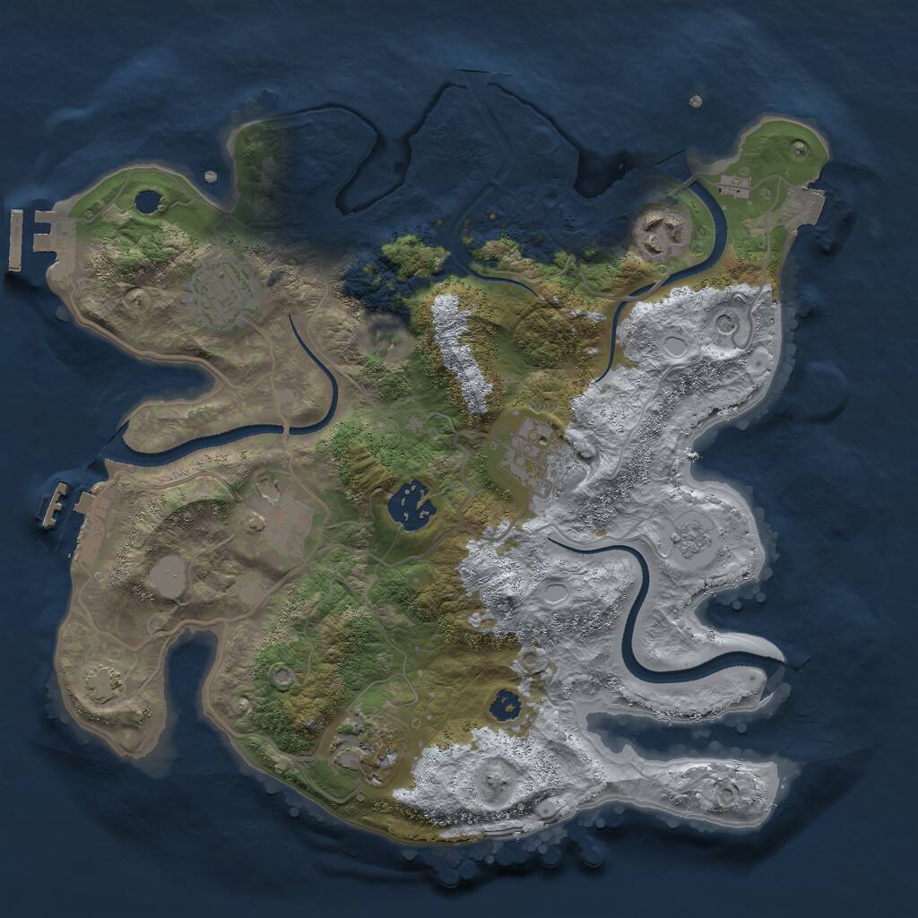 Rust Map: Procedural Map, Size: 3000, Seed: 6410, 12 Monuments