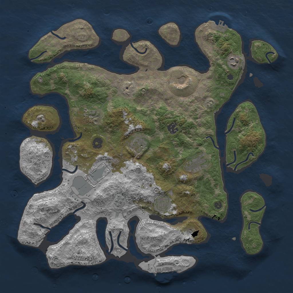 Rust Map: Procedural Map, Size: 3999, Seed: 1426586969, 17 Monuments