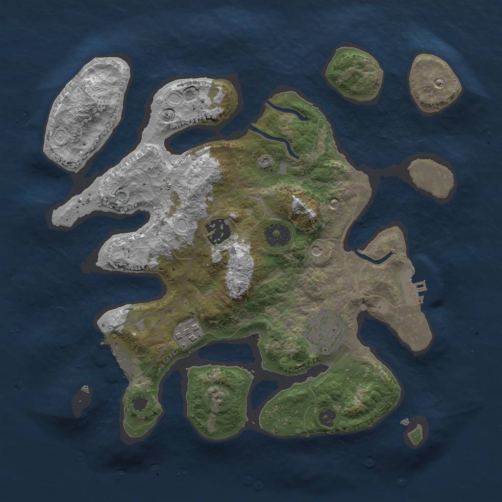 Rust Map: Procedural Map, Size: 3000, Seed: 2425047, 11 Monuments