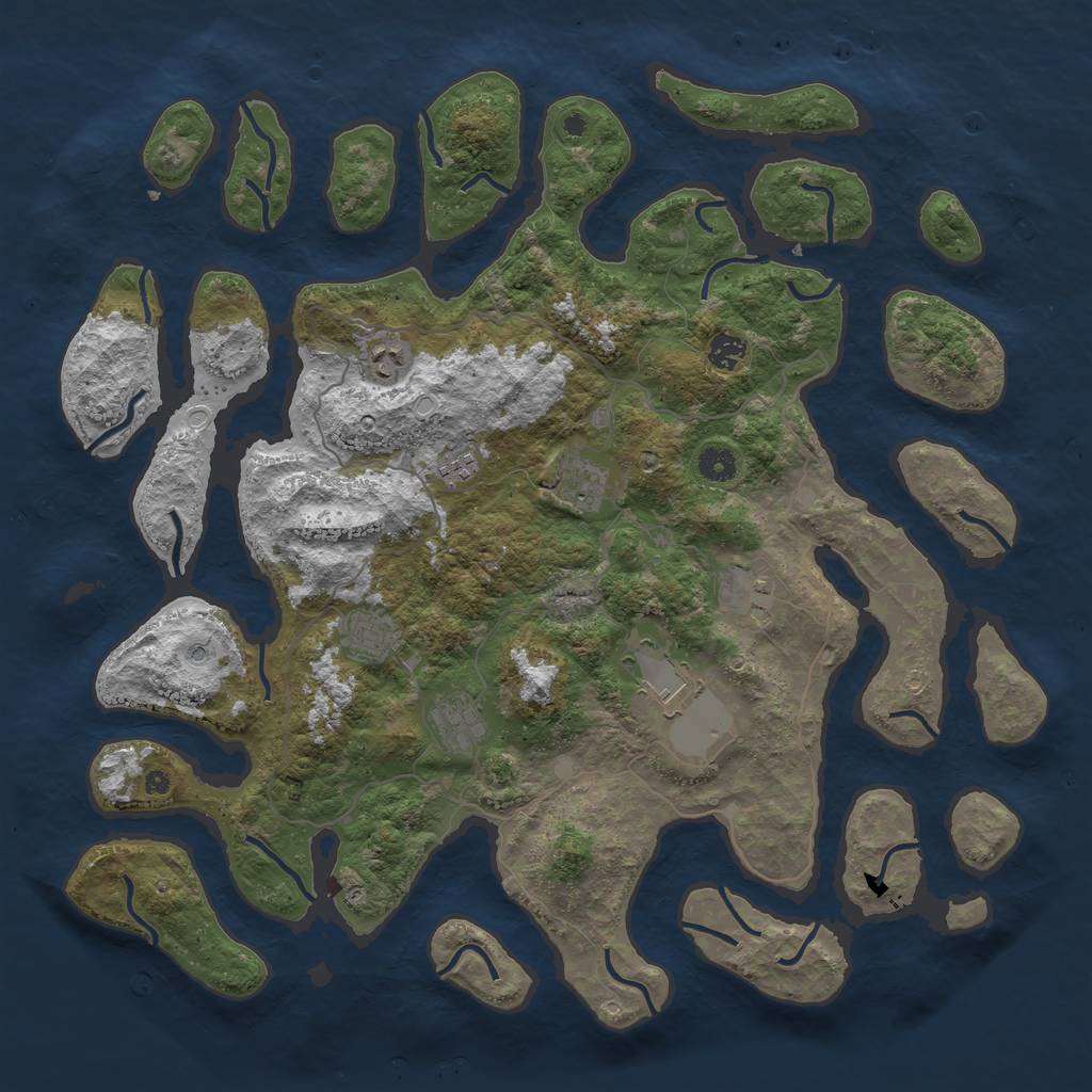 Rust Map: Procedural Map, Size: 4500, Seed: 22992299, 14 Monuments