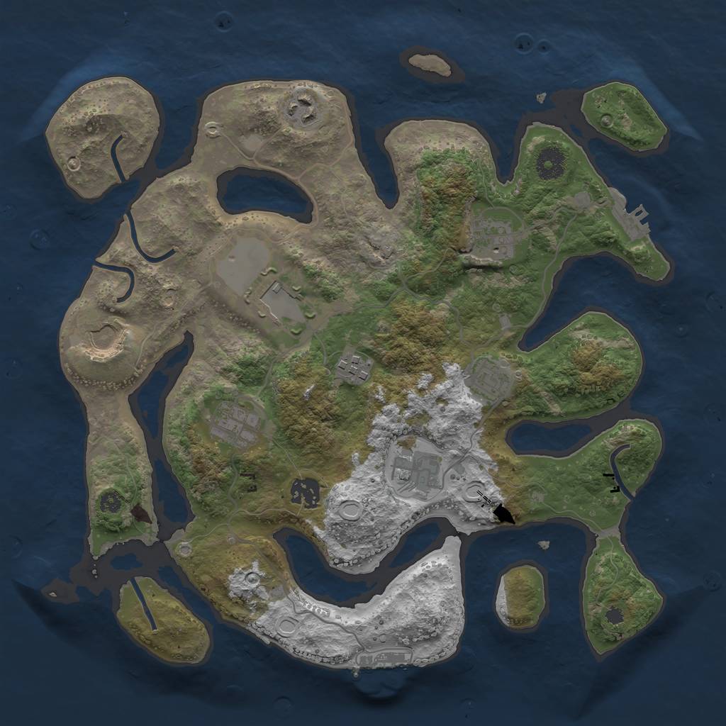 Rust Map: Procedural Map, Size: 3500, Seed: 731863731, 16 Monuments