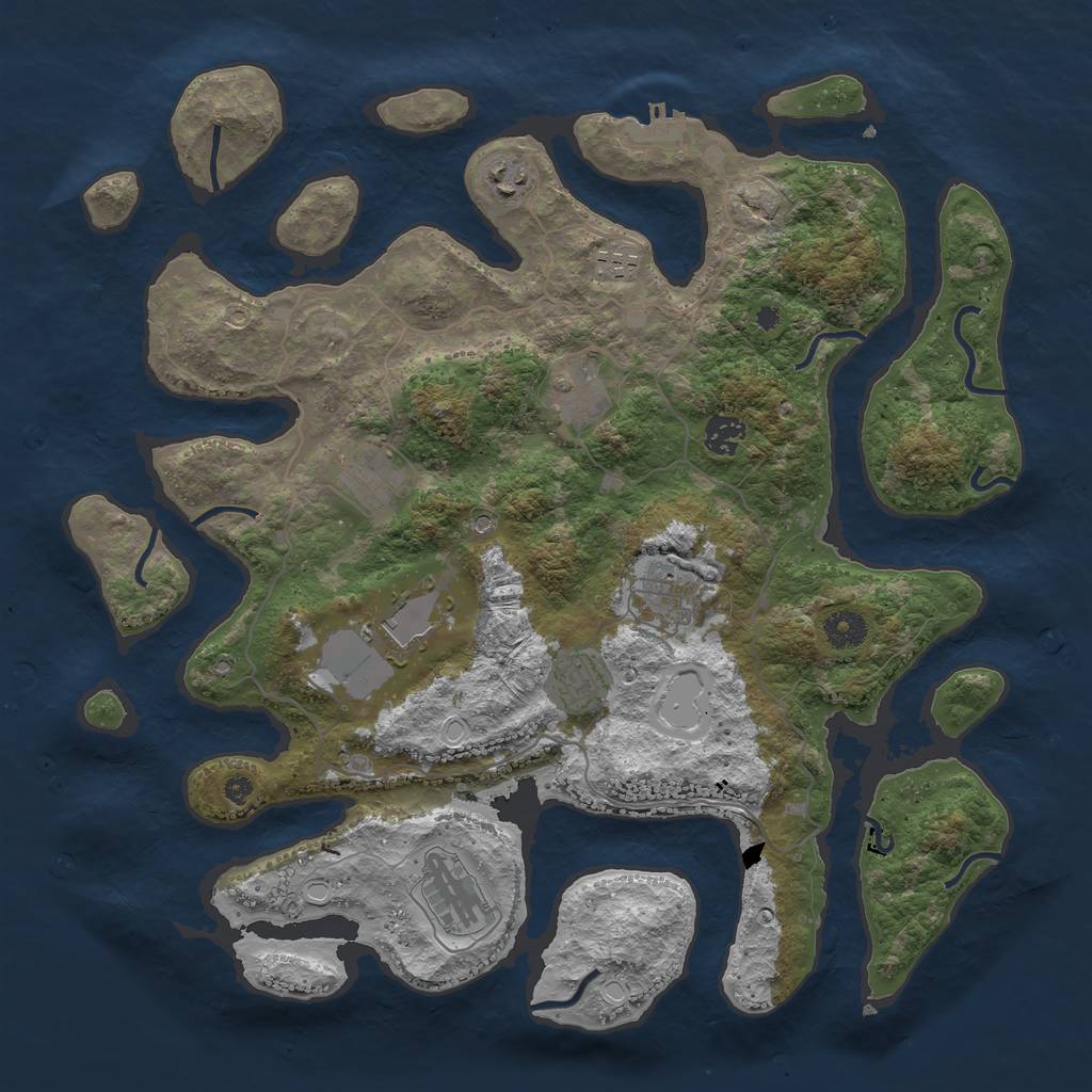 Rust Map: Procedural Map, Size: 4000, Seed: 3629, 16 Monuments