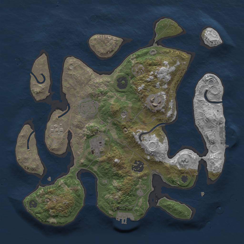 Rust Map: Procedural Map, Size: 3000, Seed: 117819, 13 Monuments