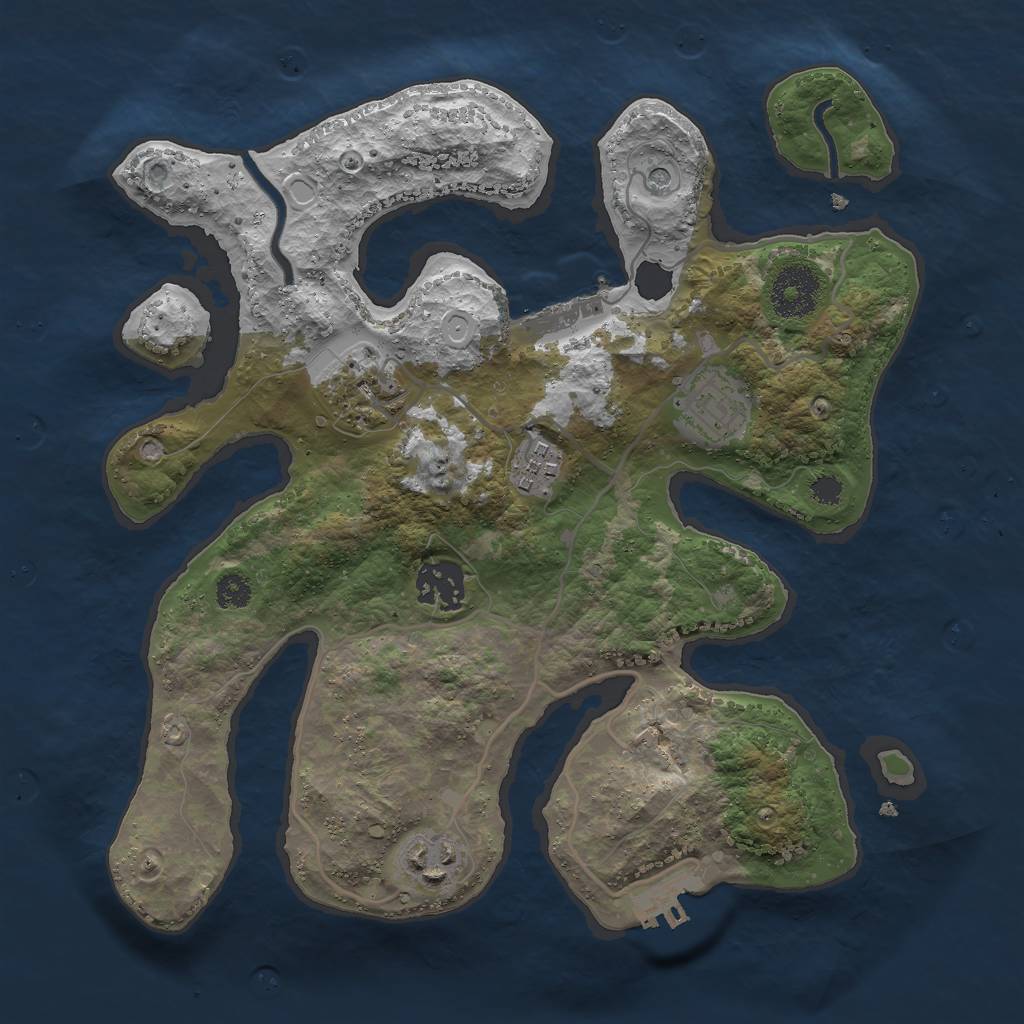Rust Map: Procedural Map, Size: 3000, Seed: 791757, 13 Monuments