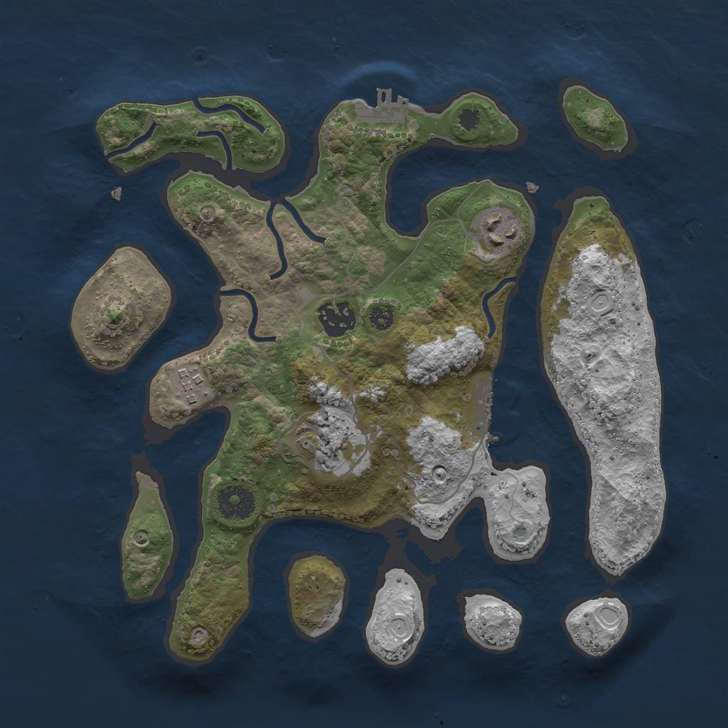 Rust Map: Procedural Map, Size: 3000, Seed: 937865, 11 Monuments