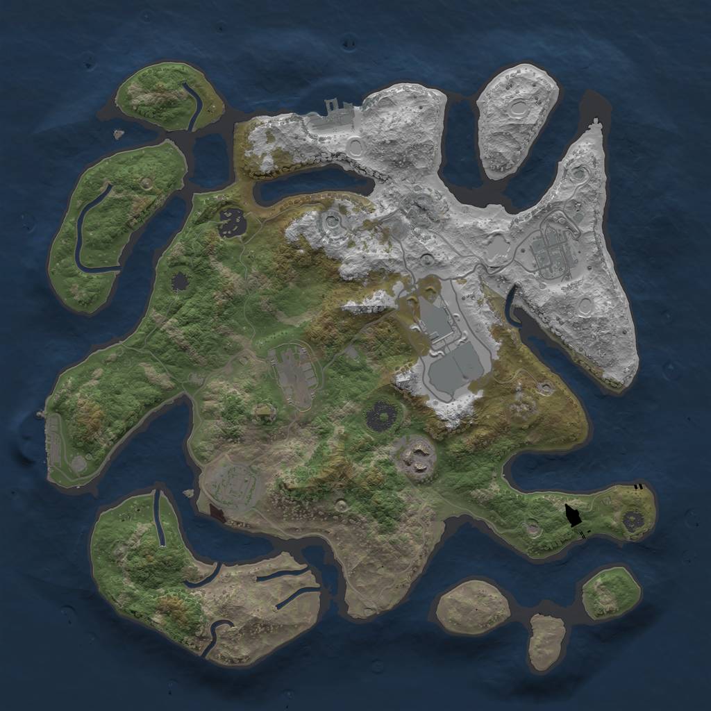 Rust Map: Procedural Map, Size: 3500, Seed: 2843025, 14 Monuments