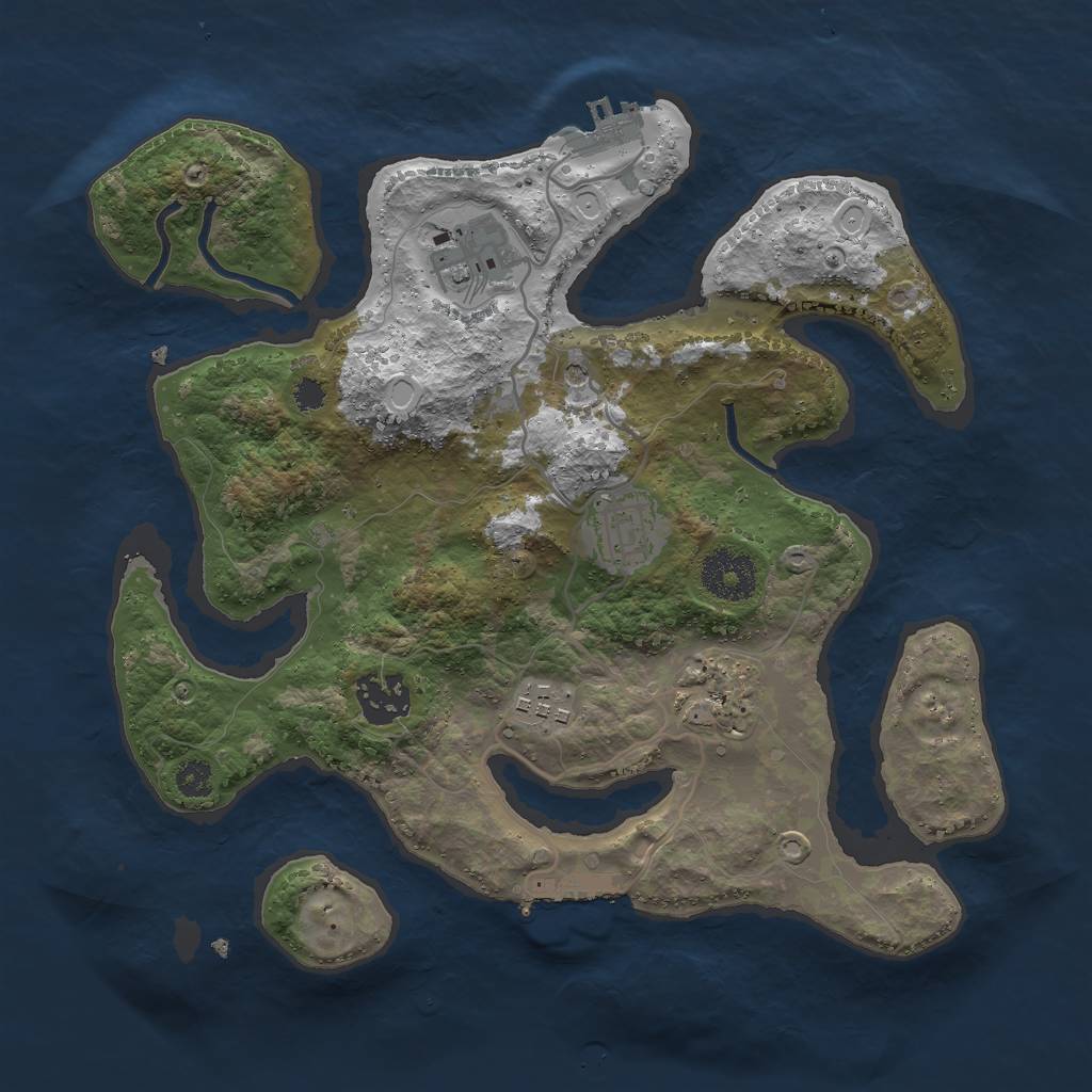 Rust Map: Procedural Map, Size: 3000, Seed: 286053, 13 Monuments
