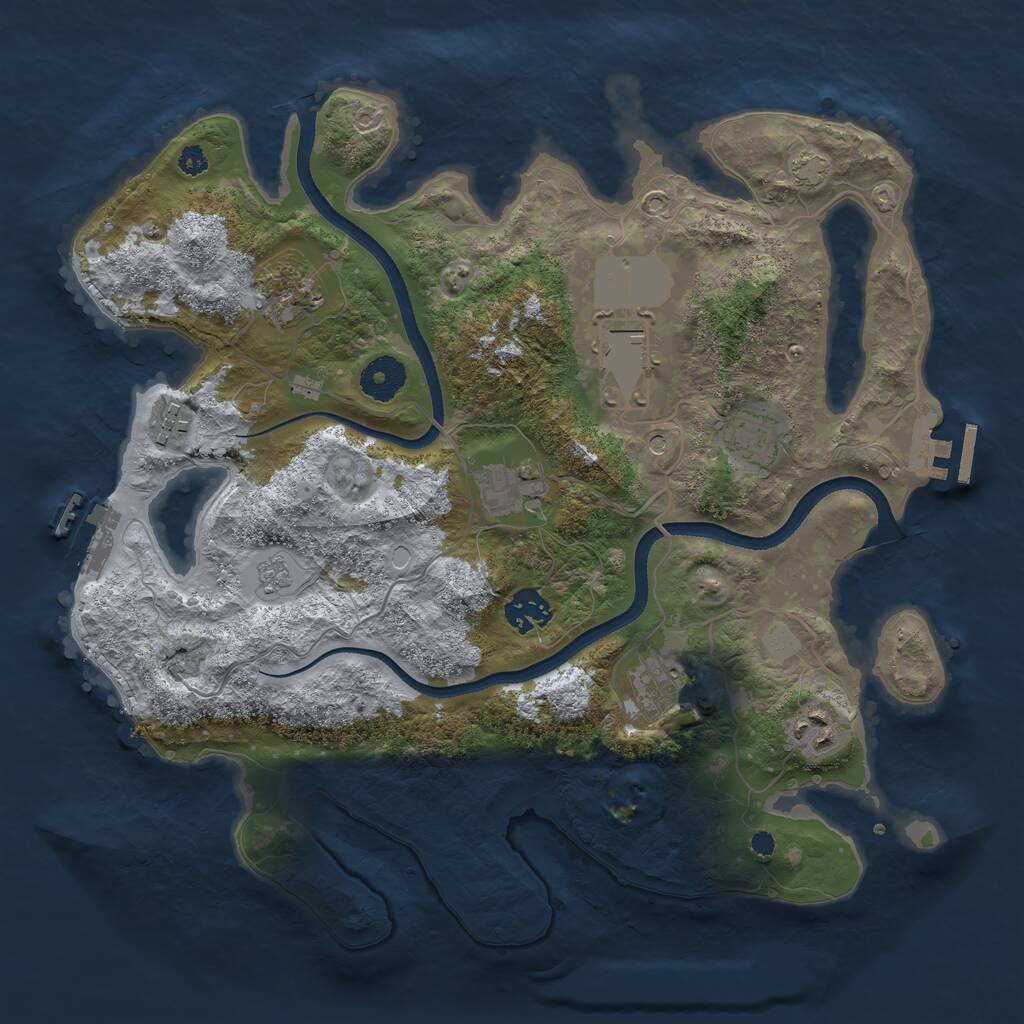 Rust Map: Procedural Map, Size: 3500, Seed: 1462703397, 14 Monuments