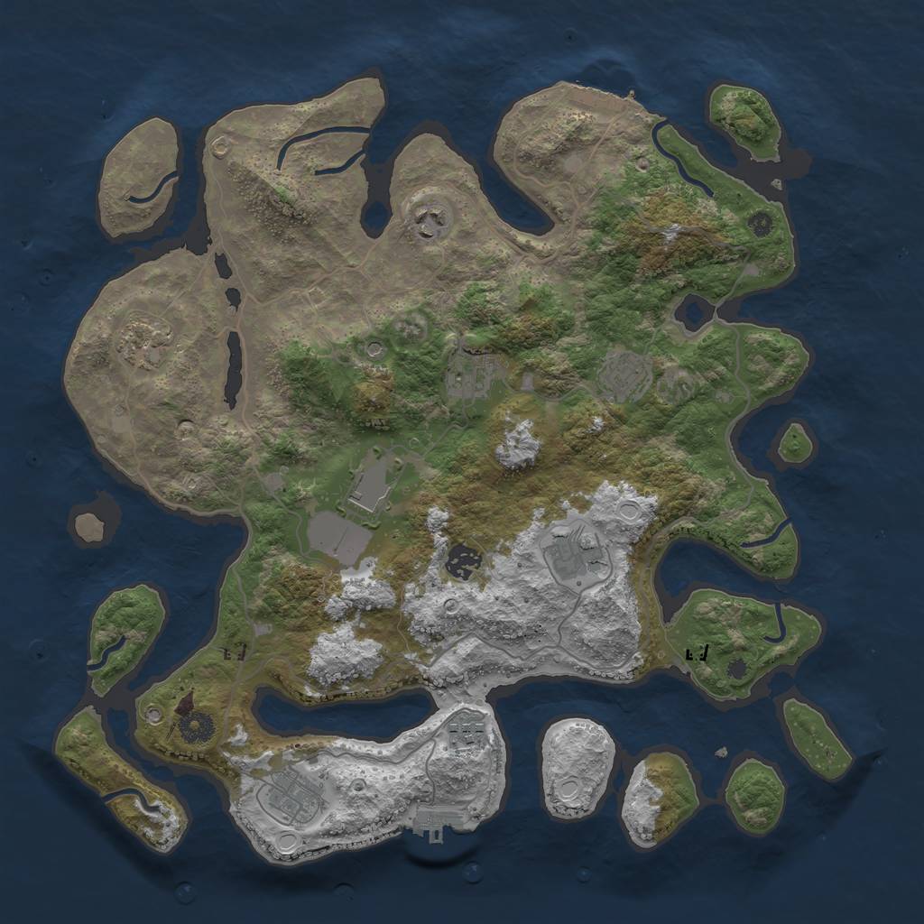 Rust Map: Procedural Map, Size: 4000, Seed: 21775, 17 Monuments