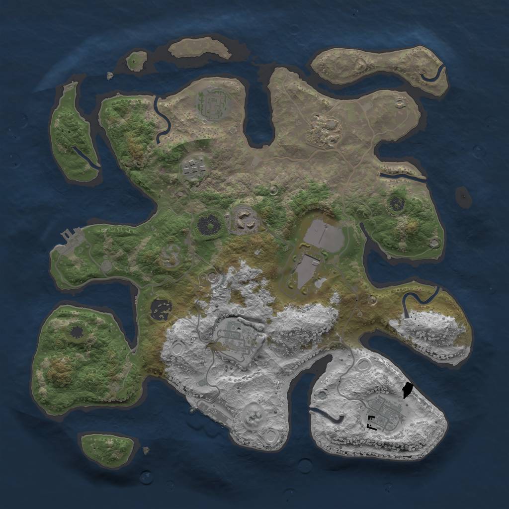 Rust Map: Procedural Map, Size: 3500, Seed: 511145457, 16 Monuments