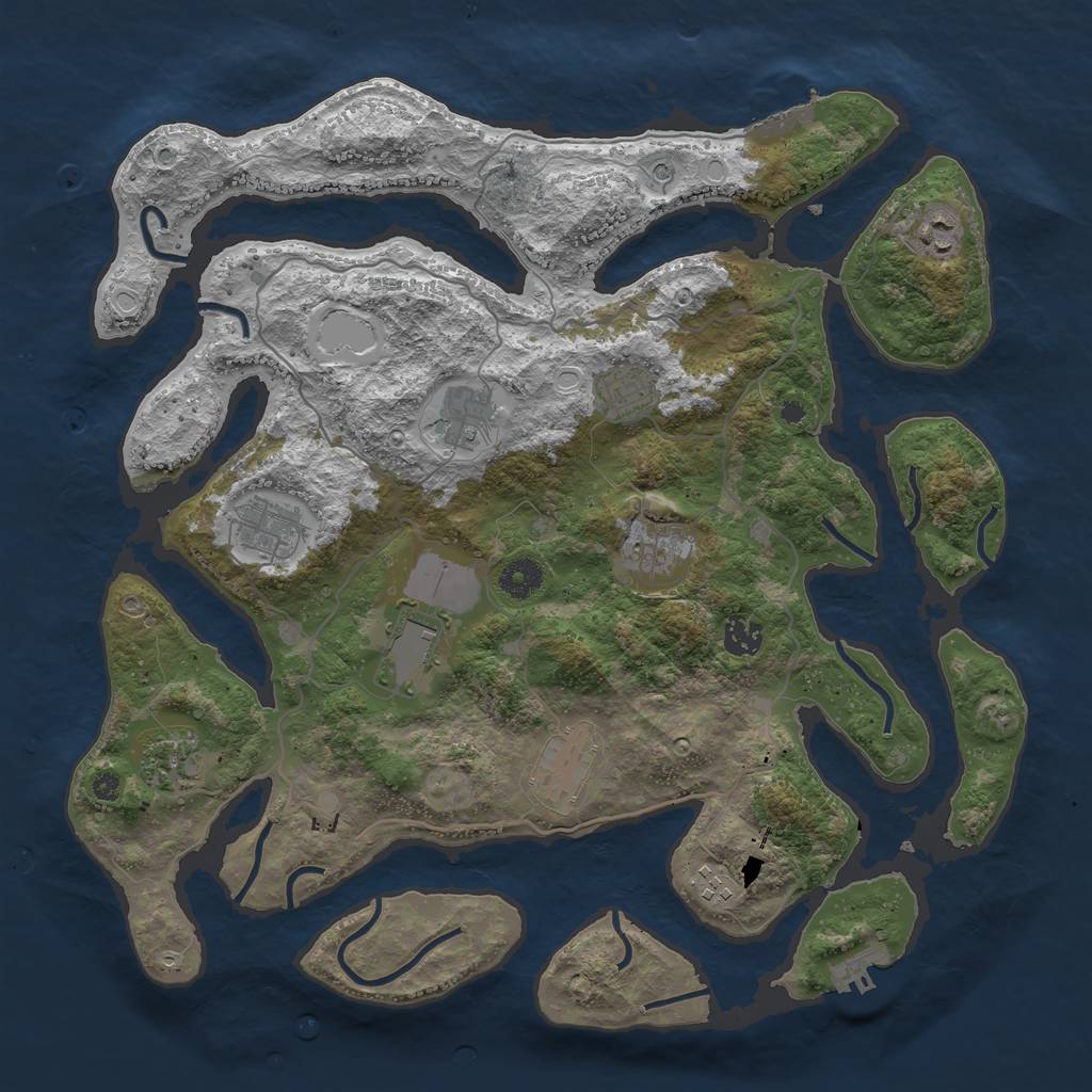 Rust Map: Procedural Map, Size: 4000, Seed: 1704949614, 18 Monuments