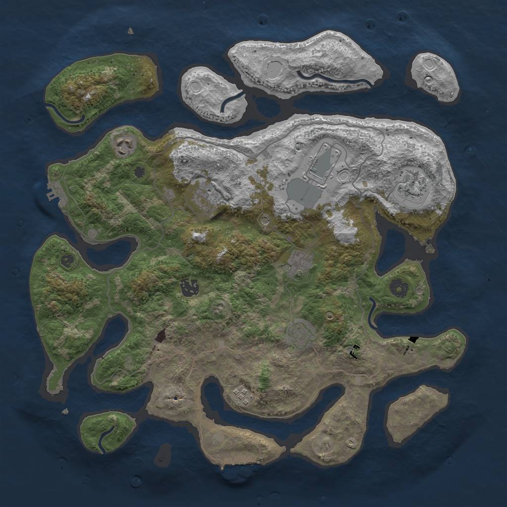 Rust Map: Procedural Map, Size: 4000, Seed: 757644, 16 Monuments