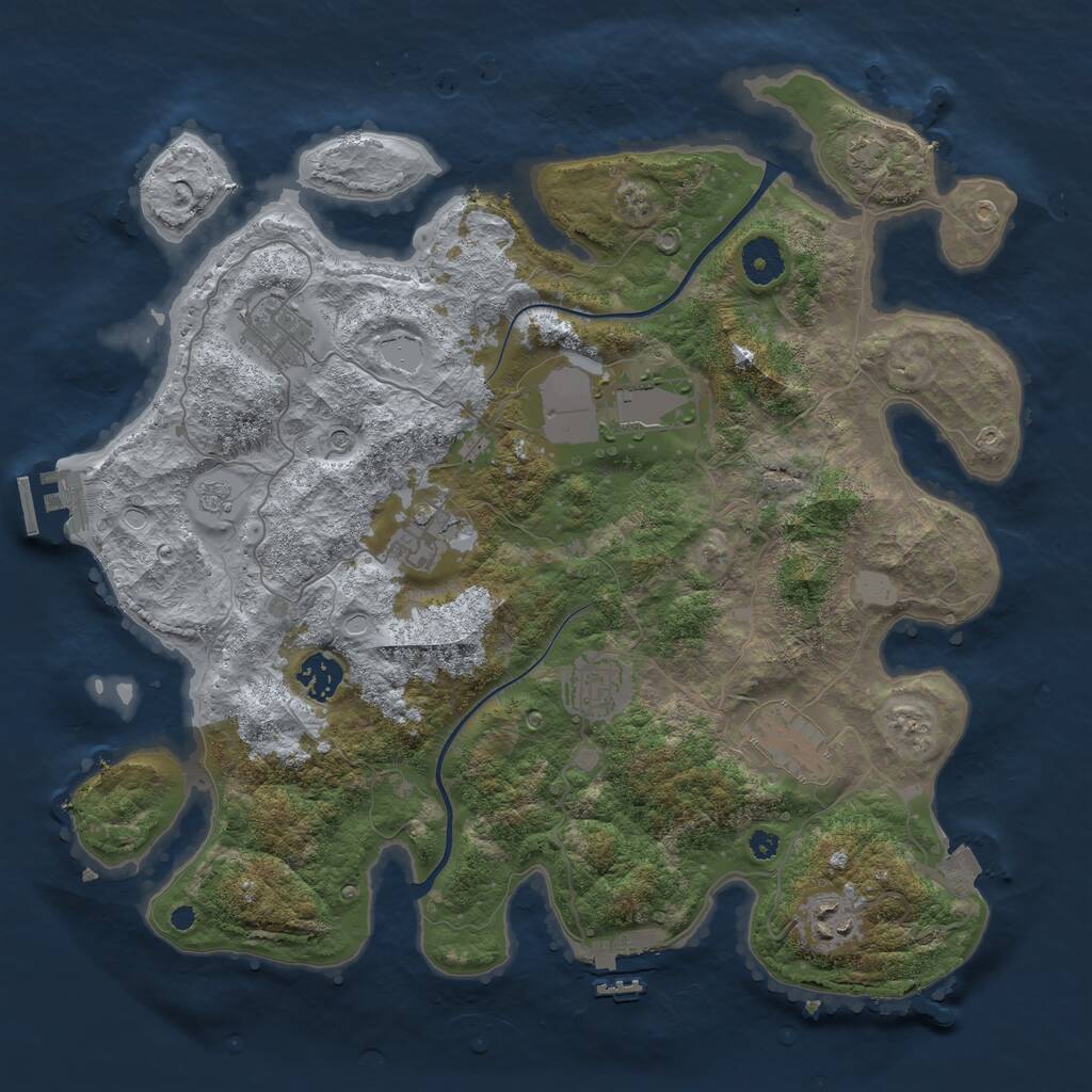 Rust Map: Procedural Map, Size: 3700, Seed: 330711, 13 Monuments