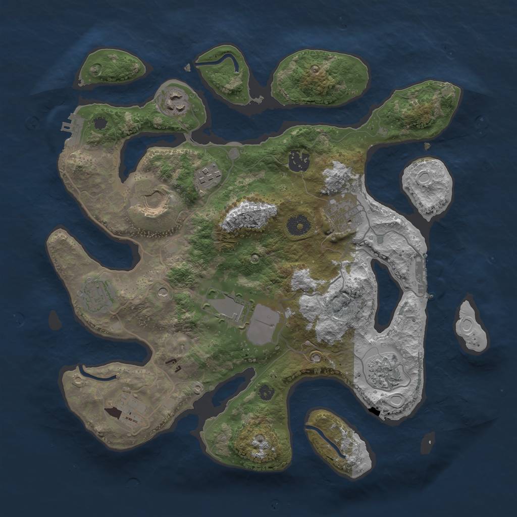 Rust Map: Procedural Map, Size: 3500, Seed: 25141, 17 Monuments