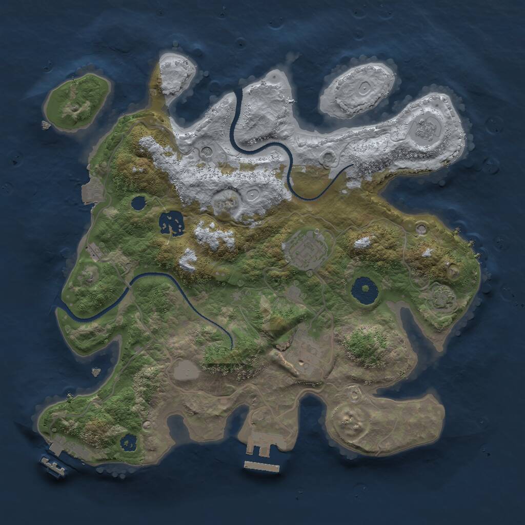 Rust Map: Procedural Map, Size: 3000, Seed: 431182, 9 Monuments