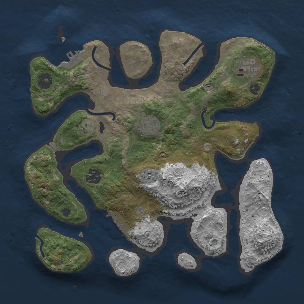 Rust Map: Procedural Map, Size: 3000, Seed: 494184, 11 Monuments