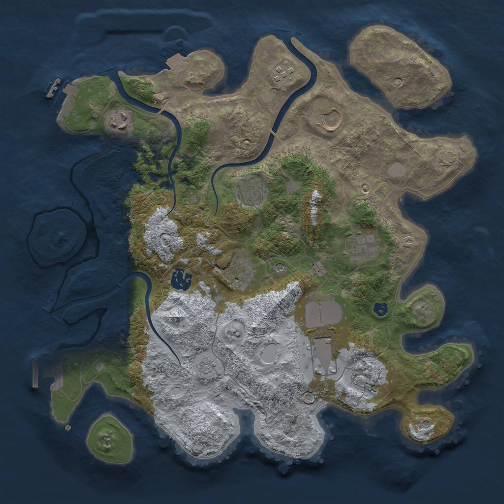Rust Map: Procedural Map, Size: 3550, Seed: 1584328607, 15 Monuments