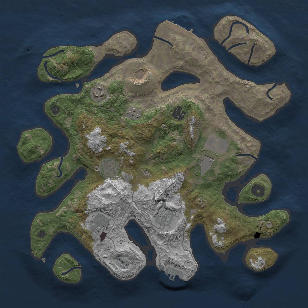 Rust Map: Procedural Map, Size: 3550, Seed: 1584328607, 16 Monuments