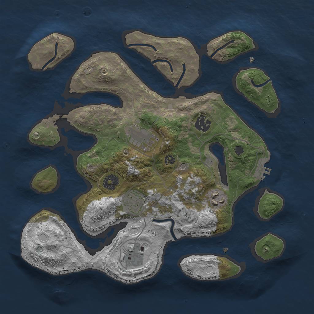 Rust Map: Procedural Map, Size: 3000, Seed: 1782723086, 12 Monuments