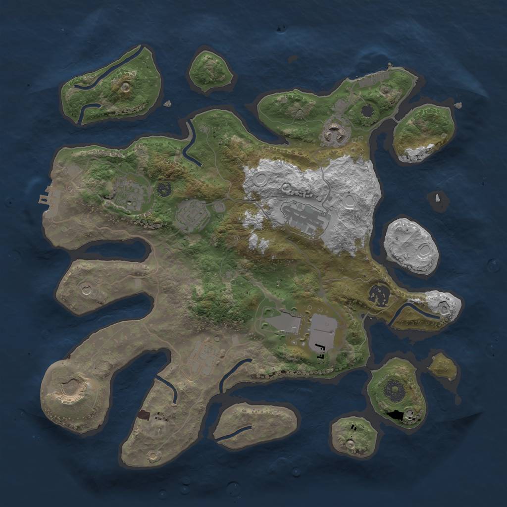 Rust Map: Procedural Map, Size: 3500, Seed: 11543, 16 Monuments