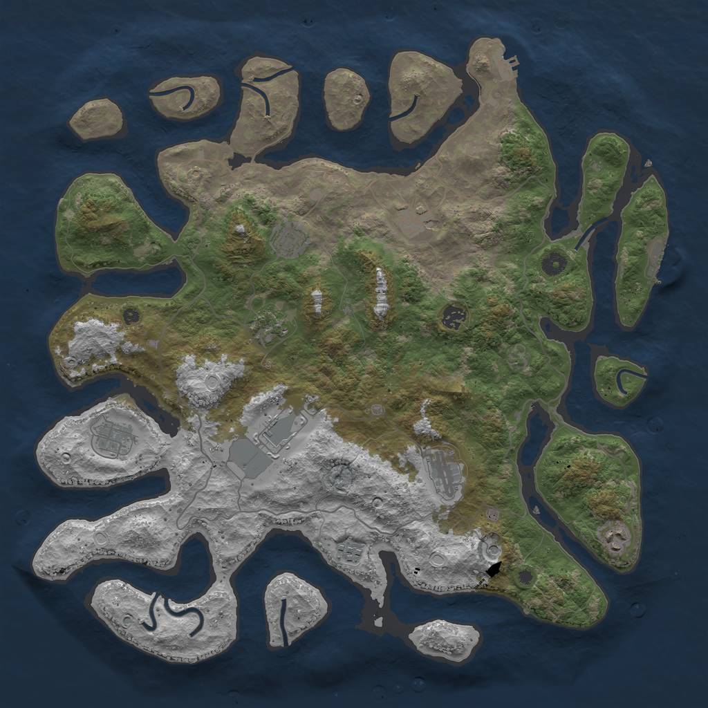 Rust Map: Procedural Map, Size: 4500, Seed: 1206468815, 17 Monuments